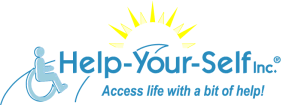 logo disabled person on a path to a sunny horizon